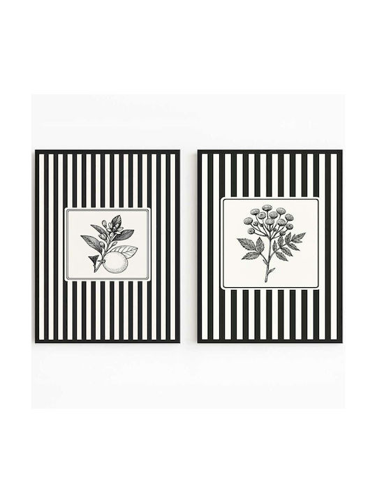 Κάδρα Σετ 2τμχ 693bse6151 50x70cm Black-white Wallity Κάθετοι Mdf Ξύλο