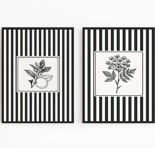 Κάδρα Σετ 2τμχ 693bse6151 50x70cm Black-white Wallity Κάθετοι Mdf Ξύλο