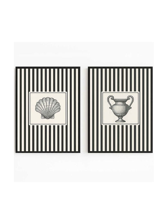 Frames Set 2 Pieces 693bse6148 50x70cm Black-White Wallity Vertical MDF Wood