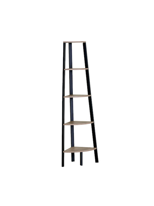 Corner Bookcase Pendryn Oak/Black 53.4x37.8x160.3cm