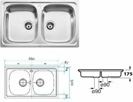 Sink Argo By Franke 1010080389 Double Basin 85x50cm Built-in Installation Stainless Steel Polished Finish Inox Made In Italy Summer 07