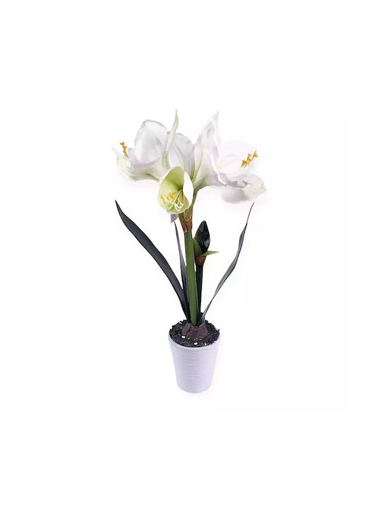 Изкуствено Цвете В Саксия Jup Amaryllis 1851840-a 9236-11 Бяла Керамична Саксия Бяло 48 См