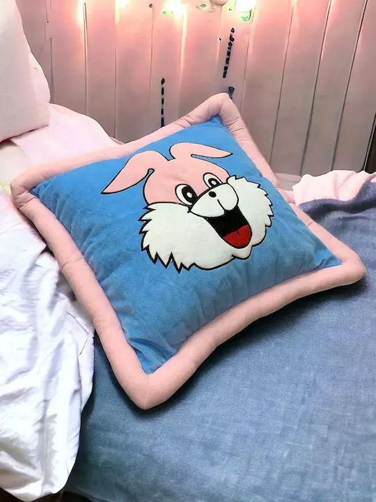 Декоративна Възглавница Chippo 25023-55-4 Mll Bunny Принт Изключително Мека 48 X 48 См Синя Розова