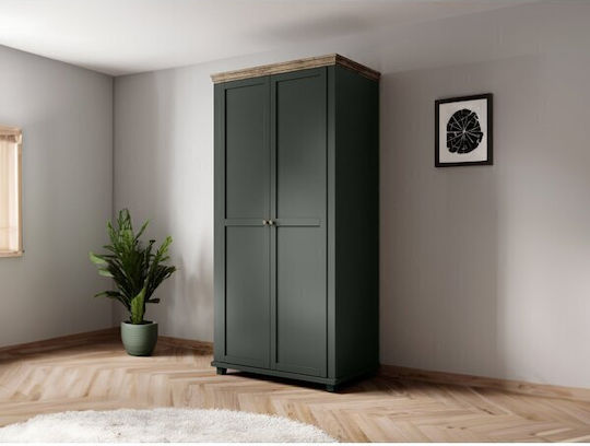 Tolnue 125 Δίφυλλη Ντουλάπα 108x62x216cm Σκούρο Πράσινο, Δρυς Λευκάδας Tolnue 125 Δίφυλλη Ντουλάπα 108x62x216cm Σκούρο Πράσινο, Δρυς Λευκάδας