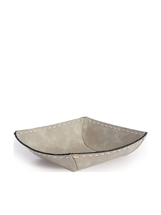 Nef-Nef Homeware Lethal Διακοσμητικό Καλάθι Δερματίνης Δερματίνης Γκρι 20x20x7εκ.