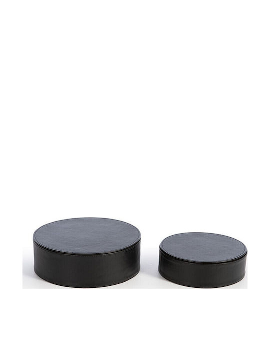 Nef-Nef Homeware Σετ Διακοσμητικά Κουτιά από Δερματίνη Lethal Black 2τμχ
