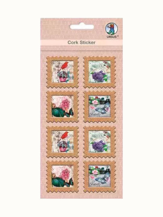 Ursus Frühlingsdekoration Weihnachtsaufkleber 227977 2-55 8 Korkaufkleber Selbstklebend Verschiedene Designs