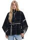 Women's Poncho with Zipper Black