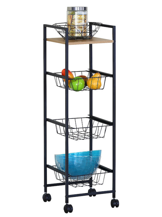 ArteLibre Elmstead Metallic Kitchen Rack 4-Tier Black 30x29x95cm