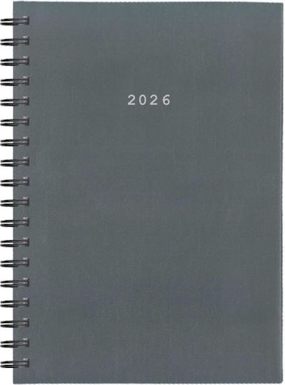 Next Diary 2026 Basic XL Daily Spiral Gray 21x29cm Printing Option