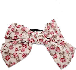 Floral Hair Bow Scrunchie Beige