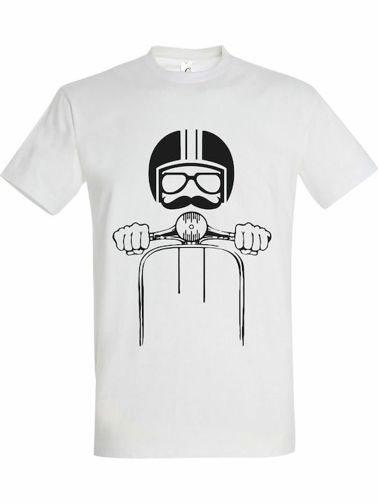 Bluze Imprimate Unisex Vespa Rider Alb