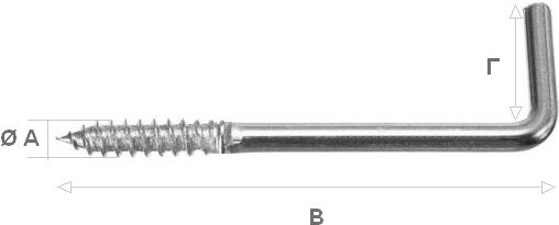 Square Screw Hook Inox with Diameter M4.5 and Length 70mm