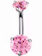 Belly Button Piercing Earring Steel Silver / Pink