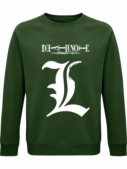 Sweatshirt Unisex Organic " Death Note L Manga " Dark Green