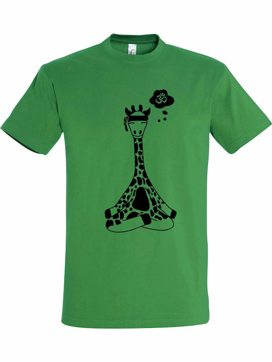 Unisex T-Shirt Giraffe Yoga Be Calm Grün