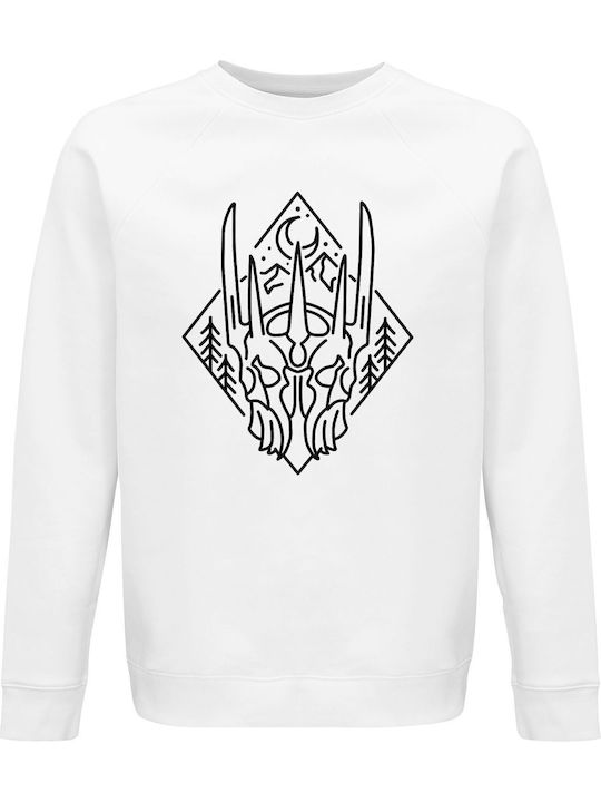 Sweatshirt Unisex Organic " Sauron Mordor Middle Earth Origami " White