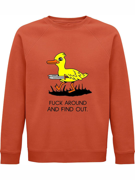 Unisex Organic Cotton Sweatshirt "Fuck Around Find Out" in Sweet Orange