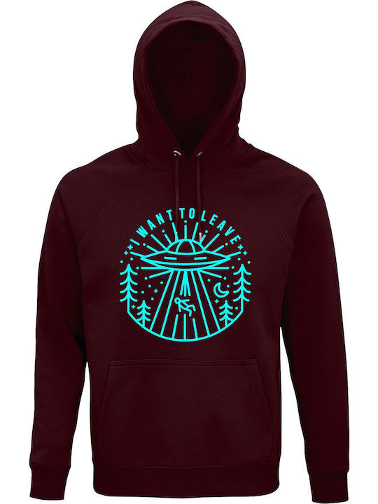 Hoodie Unisex Organic " I Want To Leave Aliens ...