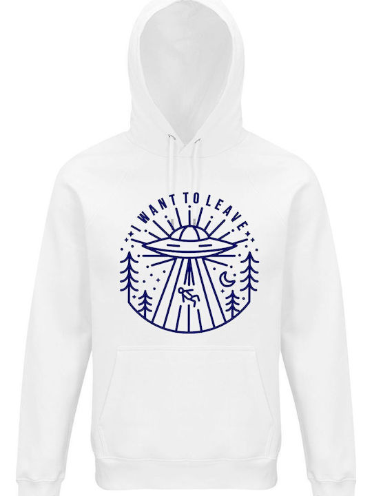 Hoodie Unisex Organic " I Want To Leave Aliens ...