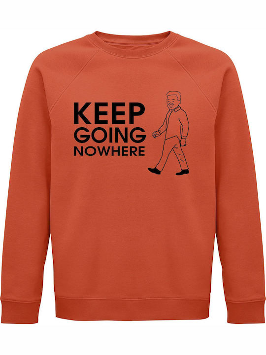Sweatshirt Unisex Organic " Keep Going Nowhere " Sweet Orange