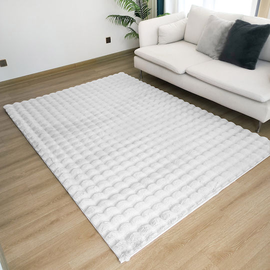 Beauty Home 9661 Rutschfester Rechteckiger Fellteppich Weiß 155x230cm 9661-155Χ230-Weiß