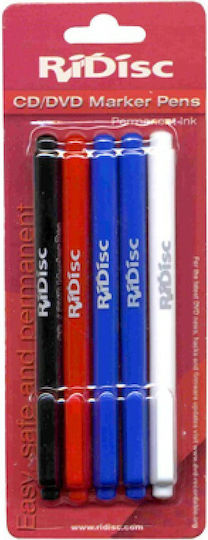 Ridisc CD/DVD Marker Stifte-Pack 4 Stifte + Radiergummi Stift 2mm
