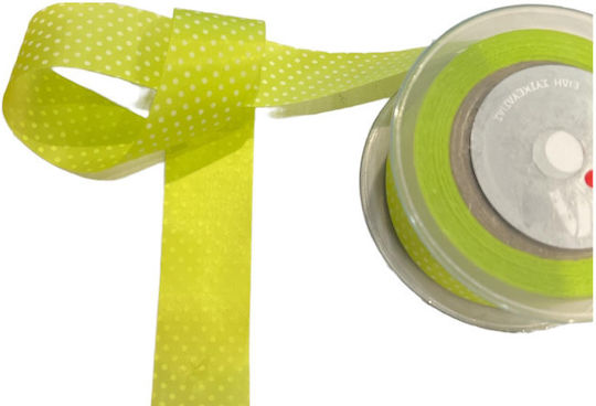 Markas Single Face Polka Dot Ribbon 25mmx18m Light Green White 48379