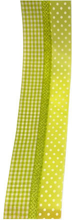 Markas Κορδέλα Μονής Όψης Καρώ & Πουά 25mmx9m Green Light White 48392
