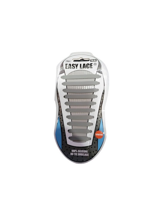 Easy Lace Κορδόνια Παπουτσιών Ελαστικά Σιλικόνης 20τμχ One Size Γκρι