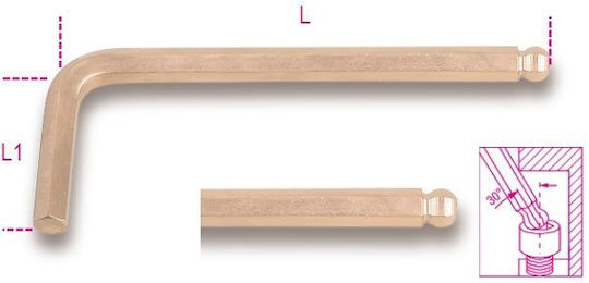 Beta 96ba/bp Inbusschlüssel Ecken Allen Kugelkopf Antispektral 6mm L 84mm L1 32mm
