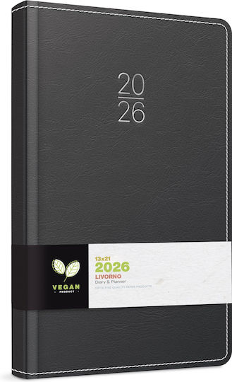 Gipta Diary Livorno 2026 Daily 13×21 Grey 626-1513-92