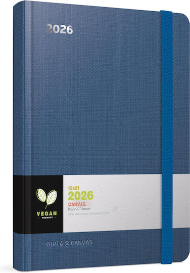 Gipta Diary Canvas 2026 Daily 13×21 Blue 626-1213-85