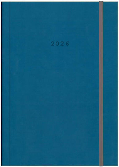 Next Velvet Ημερήσια Ατζέντα B5 2026 Μπλε Δερμάτινη 17x25εκ.