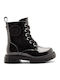 Kids Boots from Patent Leather with Zipper Black