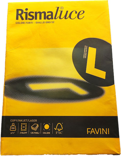 Favini 200 Φύλλα Rismaluce 140g/m2 Κίτρινο Χρυσό 52 21x29,7 A4