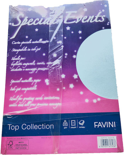 Favini Σειρά Se 10 Φύλλα 250g/m2 Γαλάζιοι 02 21x29,7 A4