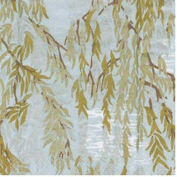 Șervețele Pentru Petreceri Cocktail Willows Argintii 12.5x12.5cm Caspari 20 Bucăți