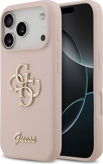 Guess Silicone Big 4g Script Umschlag Rückseite Silikon Rosa (iPhone 17 Pro)