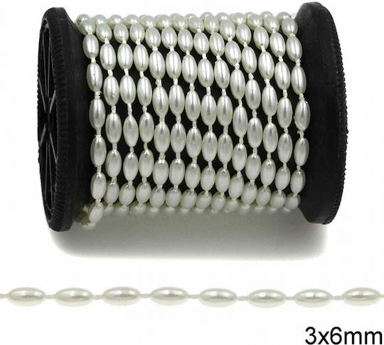 Перла Пластмасова Размер 3x6мм 233100210 Бяла 1 Метър