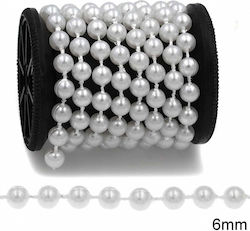 Plastic Pearl Pattern 6mm White 233100206 White 1 Meter