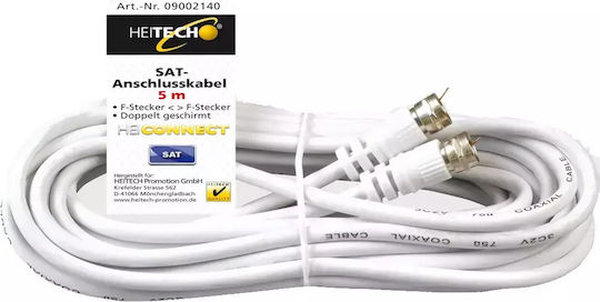 Коаксиален Сат Кабел За Телевизори Heitech At60 *0921407 16037-ro Dc 5 М Коаксиален Женски Конектор Към Коаксиален Женски Конектор Бял