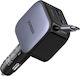 Ugreen Auto-Ladegerät 90W 3A Schnellladung mit Anschlüssen: 1xUSB 1xType-C mit Kabel Eingebettet Gray Farbe