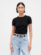 Γυναικείο Crop Πουλόβερ Βαμβακερό Black