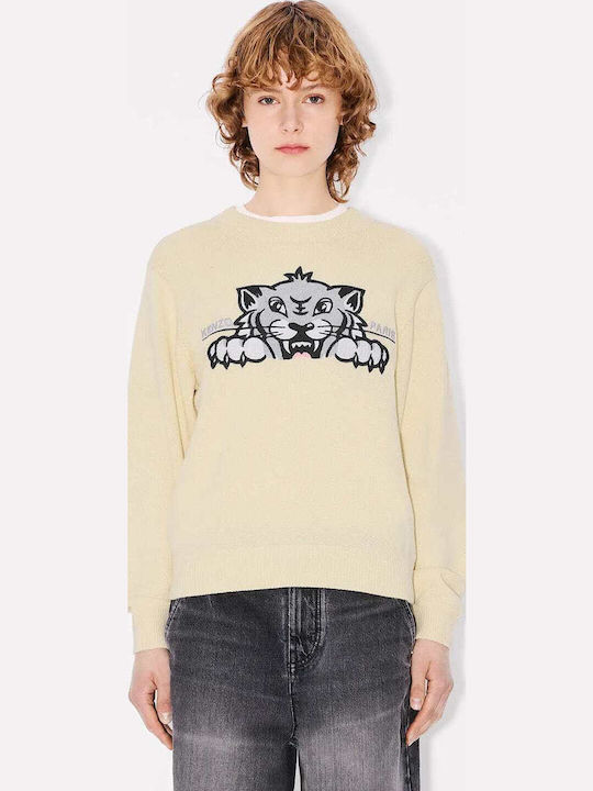 Happy Tiger Women's Long Sleeve Woolen Beige Sweater