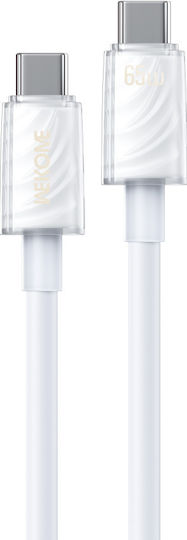 WK USB 2.0 Cable USB-C male - USB-C 65W PD Λευκό 1.2m 250931