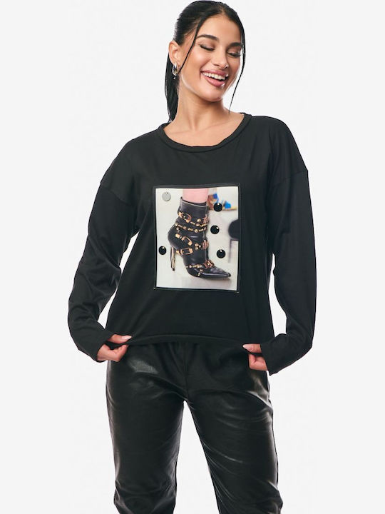 Women's Blouse Cotton Long Sleeve Black
