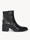 Black Western Ankle Boots Snake Print Texture
