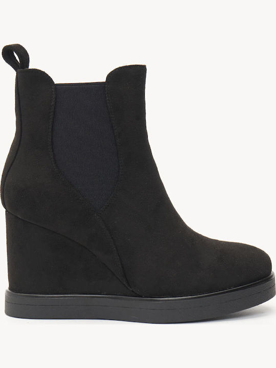 Black Chelsea Ankle Boots Hidden Wedge Sole