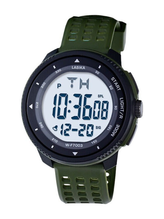 Digital Men's Watch 56mm Battery with Green Rub...